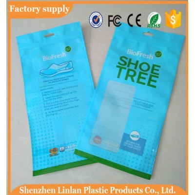 Wholesale laminated opp zipper plastic bag shoe packaging bags