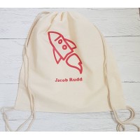 Children's personalised cotton drawstring school backpack bag